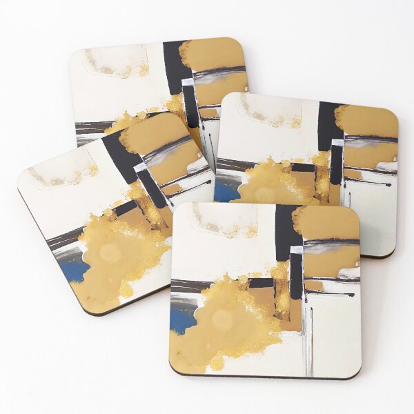 Item preview, Black, White, And Yellow Golden Hues Abstract Art designed and sold by DEC02.