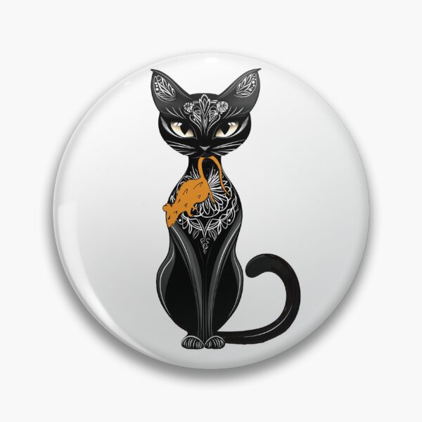 Item preview, Black Mandala Cat with Orange Rat  designed and sold by WhimsyWild.