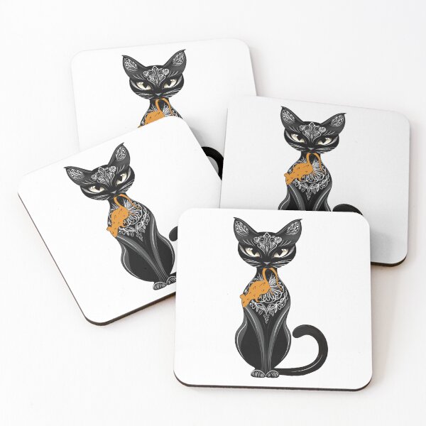 Item preview, Black Mandala Cat with Orange Rat  designed and sold by WhimsyWild.