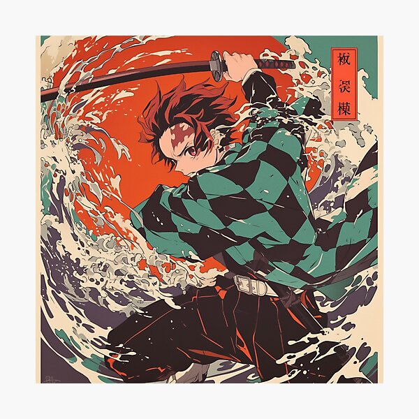 Aperçu de l'œuvre Autocollant vintage Tanjiro Kamado créée et vendue par NijiWorld.
