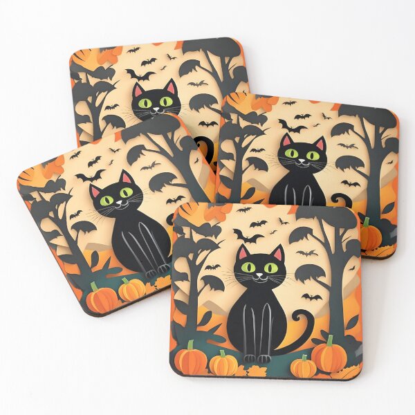 Item preview, Halloween Cat with Pumpkins & Bats designed and sold by elgatonocturno.