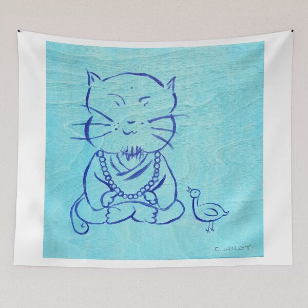 Item preview, Buddha Cat with Duck designed and sold by Claire Wiley.