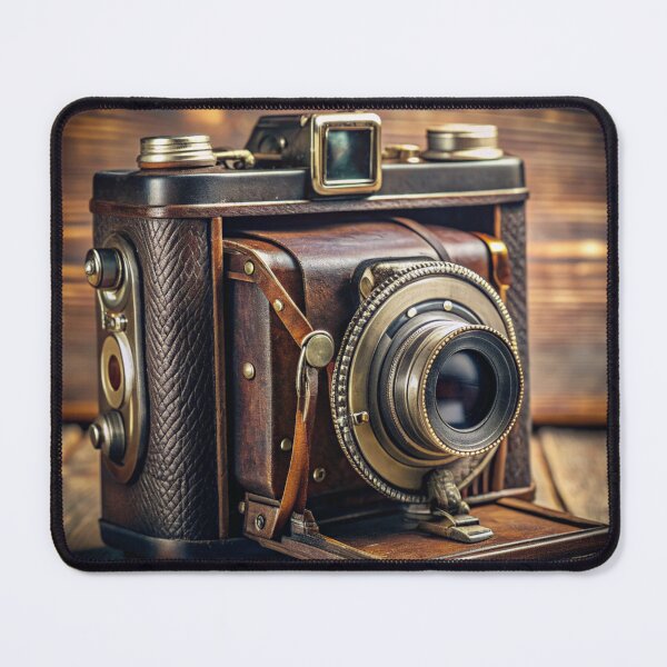 Item preview, Antique folding camera sitting on rustic wooden surface designed and sold by DigitalArtByJoe.