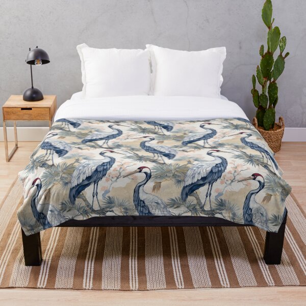 Item preview, Vintage Japanese Cranes Pattern designed and sold by 100Sunsets.