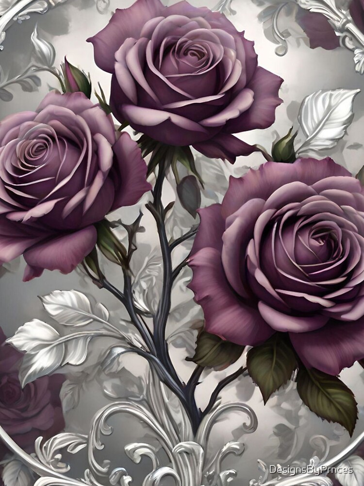 Thumbnail 4 of 4, iPhone Case, Dark Mauve Roses With Silver Rococo designed and sold by DesignsByPrnces.
