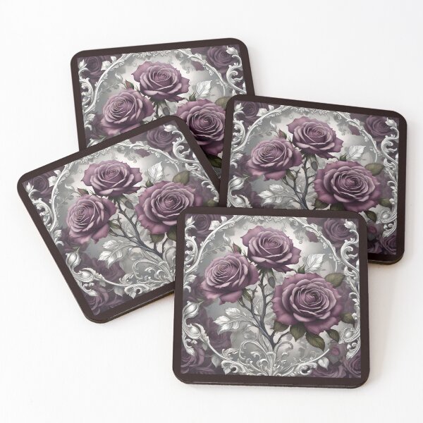 Item preview, Dark Mauve Roses With Silver Rococo designed and sold by DesignsByPrnces.