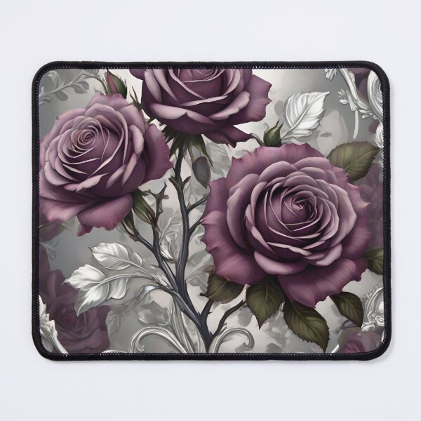 Item preview, Dark Mauve Roses With Silver Rococo designed and sold by DesignsByPrnces.