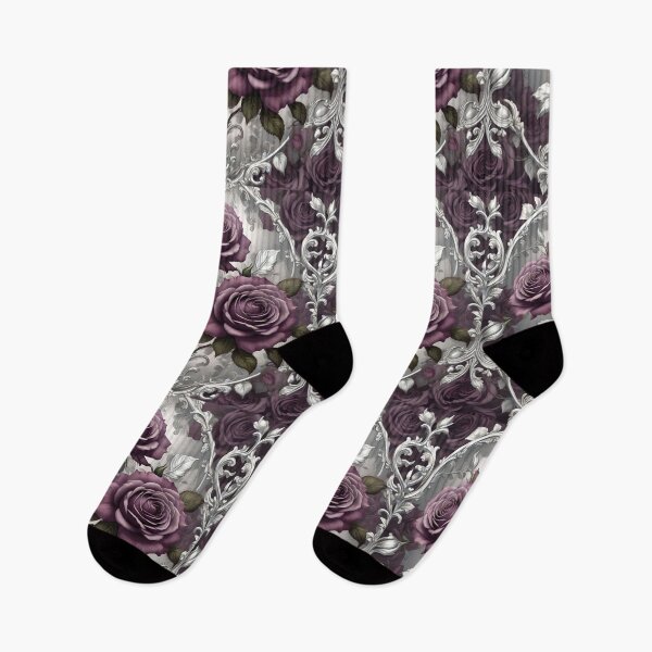 Item preview, Dark Mauve Roses With Silver Rococo designed and sold by DesignsByPrnces.
