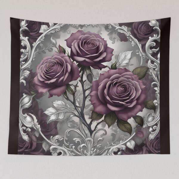 Item preview, Dark Mauve Roses With Silver Rococo designed and sold by DesignsByPrnces.