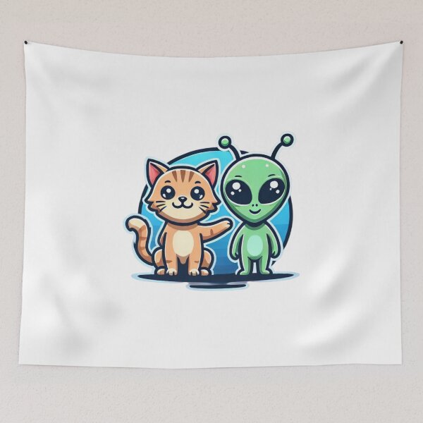 Item preview, Zon and Cosmo: Alien and Cat from Outer Space designed and sold by PPBliss.