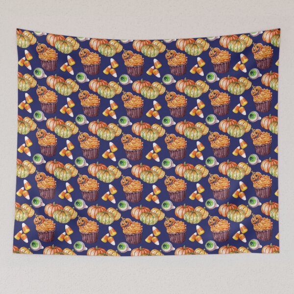 Item preview, Halloween Sweets Dark Blue Pattern designed and sold by Katariina Purru.