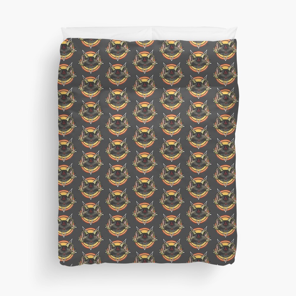 Worship the Devil Kitty Duvet Cover