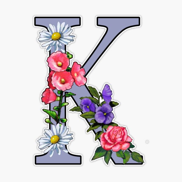 Monogram, Initial K, Letter K with Flowers Sticker for Sale by Joyce