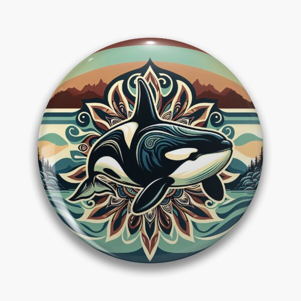 Artikelvorschau, Orca-Wal PNW Mandala-Szene entworfen und verkauft von Catherine Harrison.