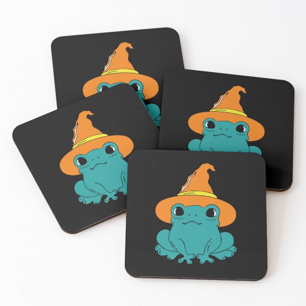Item preview, Cute Halloween Frogs | Enchanted Witchy Vibe in Orange, Teal and Dark Green designed and sold by colorofmagic.