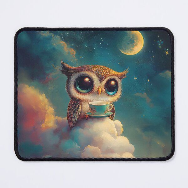 Item preview, Cute Owl with Teacup in the Clouds designed and sold by Magical Art Store.
