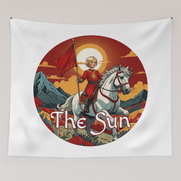 Item preview, Major Arcana Tarot Card The Sun - Child with Red Flag on a White Horse designed and sold by Pixel Waite.