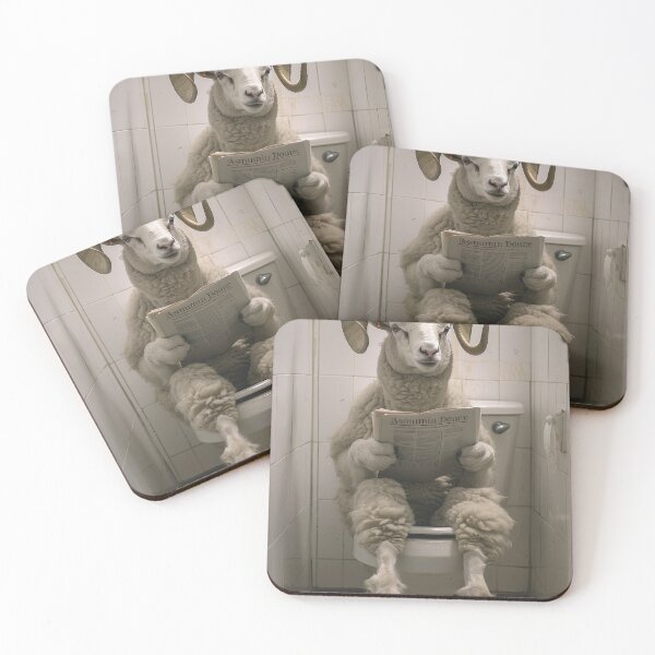Item preview, Ram Sitting on the Toilet Reading a Newspaper designed and sold by CheekyAnimalz.