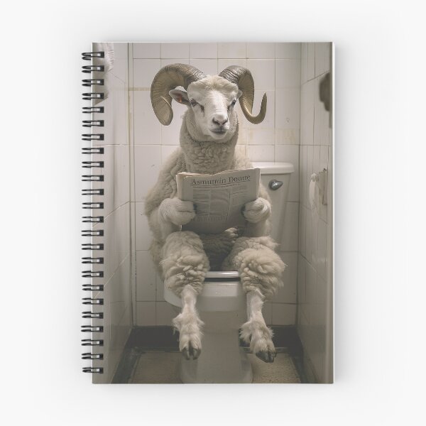 Item preview, Ram Sitting on the Toilet Reading a Newspaper designed and sold by CheekyAnimalz.