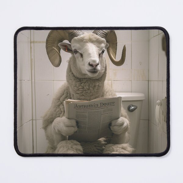Item preview, Ram Sitting on the Toilet Reading a Newspaper designed and sold by CheekyAnimalz.
