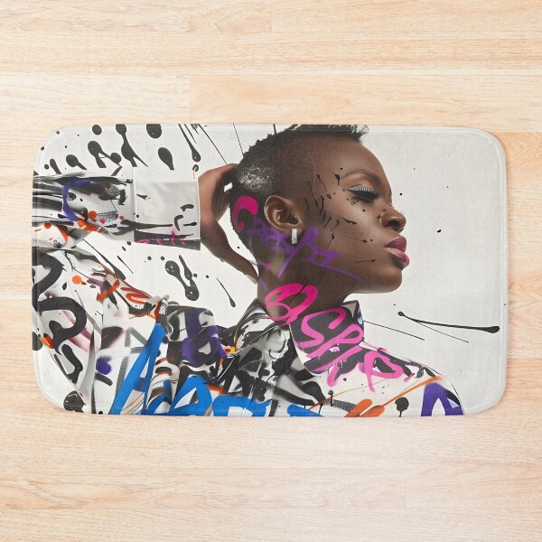 Item preview, black woman adorned with wildstyle graffiti - 2 designed and sold by FamousArtDesign.