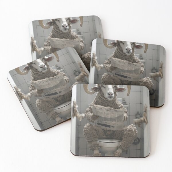 Item preview, Ram Sitting on the Toilet Reading a Newspaper designed and sold by CheekyAnimalz.