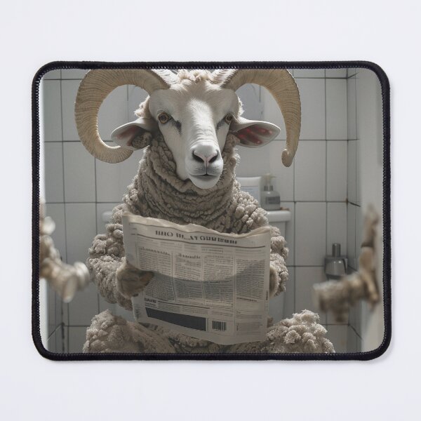 Item preview, Ram Sitting on the Toilet Reading a Newspaper designed and sold by CheekyAnimalz.