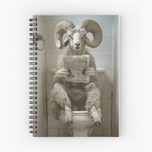 Item preview, Ram Sitting on the Toilet Reading a Newspaper designed and sold by CheekyAnimalz.