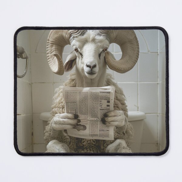 Item preview, Ram Sitting on the Toilet Reading a Newspaper designed and sold by CheekyAnimalz.
