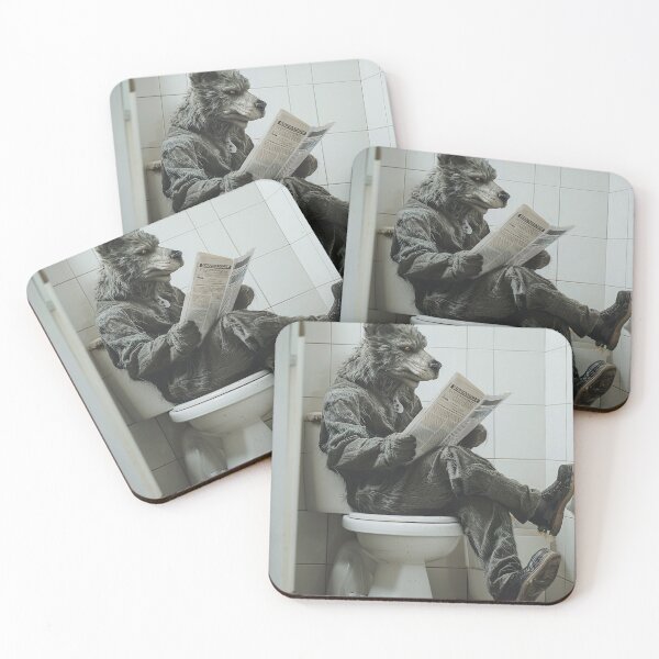 Item preview, Werewolf Sitting on the Toilet Reading a Newspaper designed and sold by CheekyAnimalz.