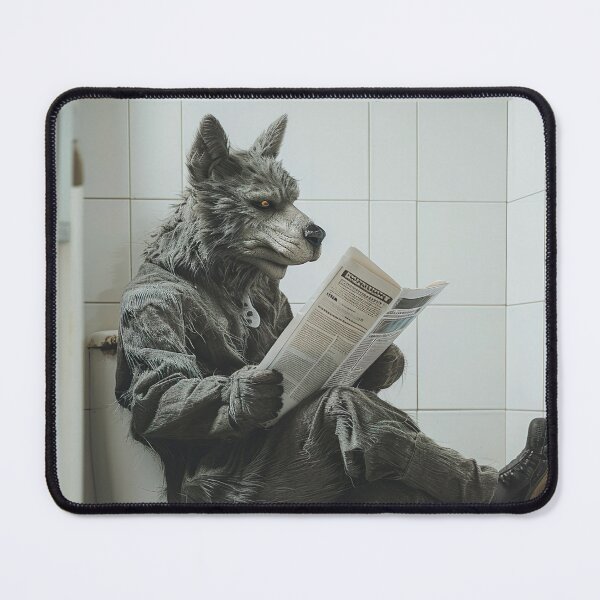 Item preview, Werewolf Sitting on the Toilet Reading a Newspaper designed and sold by CheekyAnimalz.