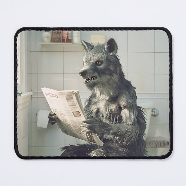 Item preview, Werewolf Sitting on the Toilet Reading a Newspaper designed and sold by CheekyAnimalz.