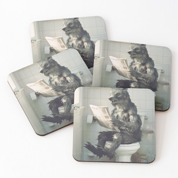 Item preview, Werewolf Sitting on the Toilet Reading a Newspaper designed and sold by CheekyAnimalz.