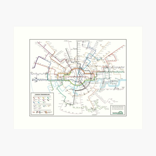 Item preview, concentric circle London tube map designed and sold by spooknik.