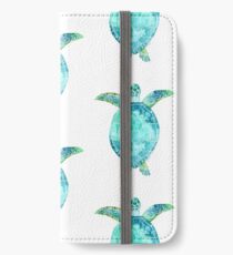 Vinilo o funda para iPhone Tortuga azul, arte de tortuga, nado de tortugas marinas