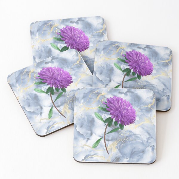 Item preview, Purple Flower Botanical White Marble designed and sold by WildWoodlandWitch.