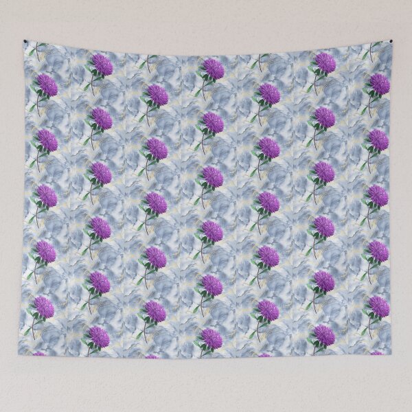 Item preview, Purple Flower Botanical White Marble designed and sold by WildWoodlandWitch.