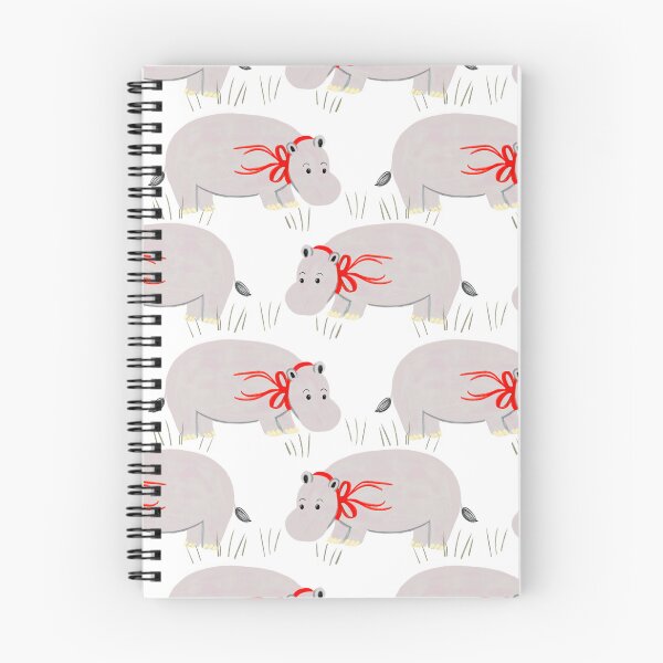 Item preview, Happy Hippo with Red Ribbon - illustrated by Jemma Jamie Skidmore  designed and sold by Jemma Jamie Skidmore.