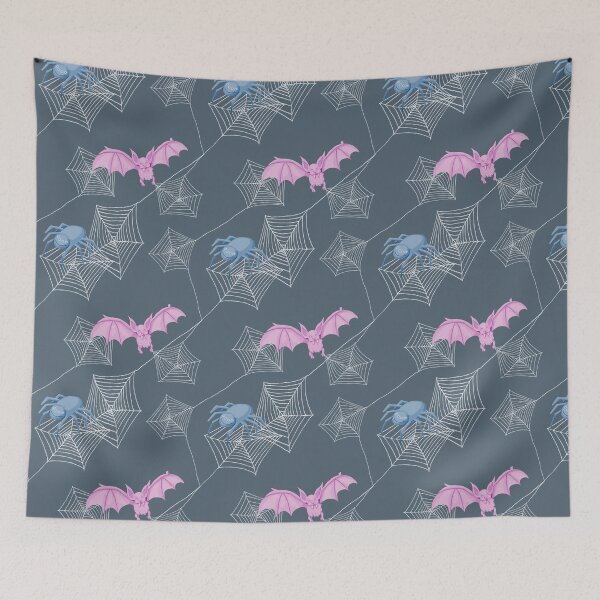 Item preview, Cute Spider and Bat on grey repeat pattern, halloween design designed and sold by by Mònica Roca.