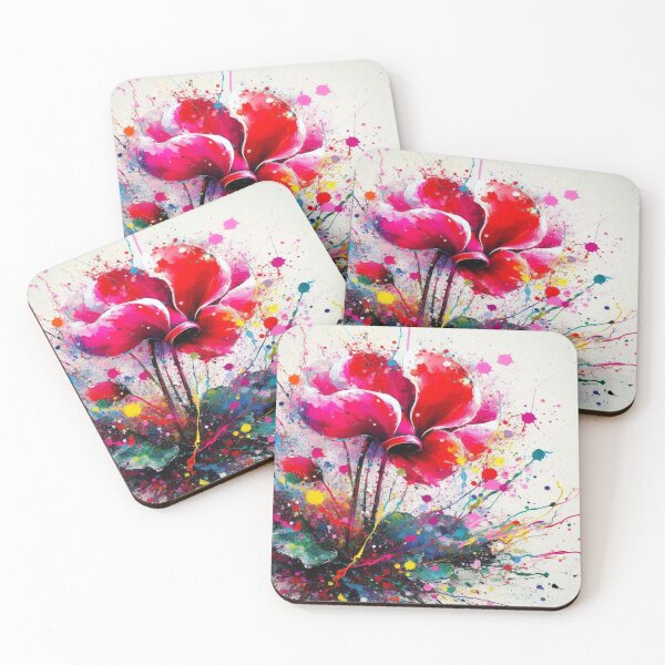 Item preview, Cyclamen: A riot of colour in the style of Jackson Pollock – art meets nature designed and sold by FotoworldEdel.