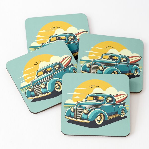 Item preview, Classic Car with Surfboard Pop Art Style designed and sold by artofuniverse.