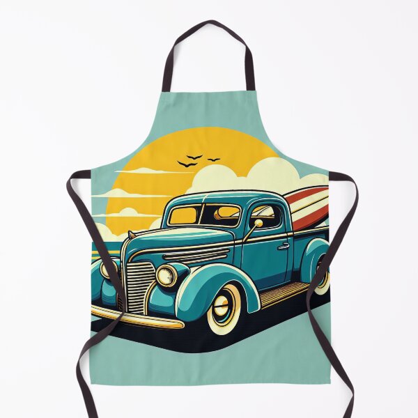 Artikelvorschau, Oldtimer mit Surfbrett im Pop-Art-Stil entworfen und verkauft von artofuniverse.