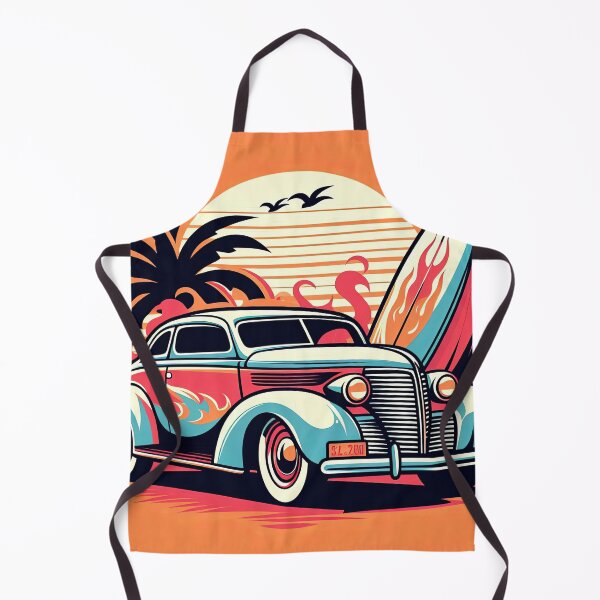 Item preview, Classic Car with Surfboard Pop Art Style designed and sold by artofuniverse.