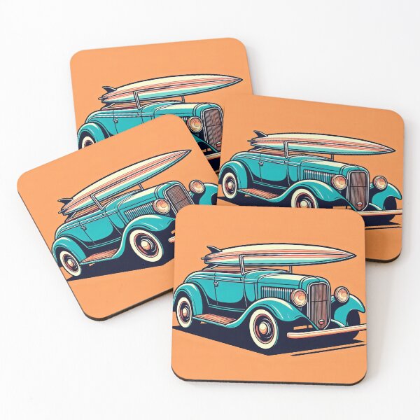 Item preview, Classic Car with Surfboard Pop Art Style designed and sold by artofuniverse.