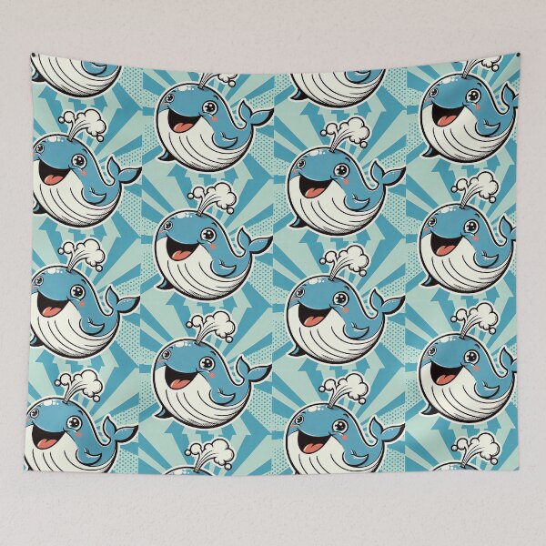 Item preview, Cheerful Whale Pop Art Style designed and sold by artofuniverse.