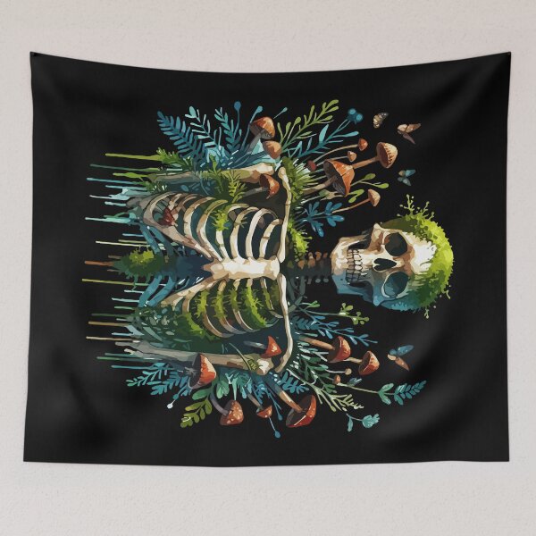 Item preview, Watercolor Botany Skeleton Mushroom Garden designed and sold by TomFrontierArt.