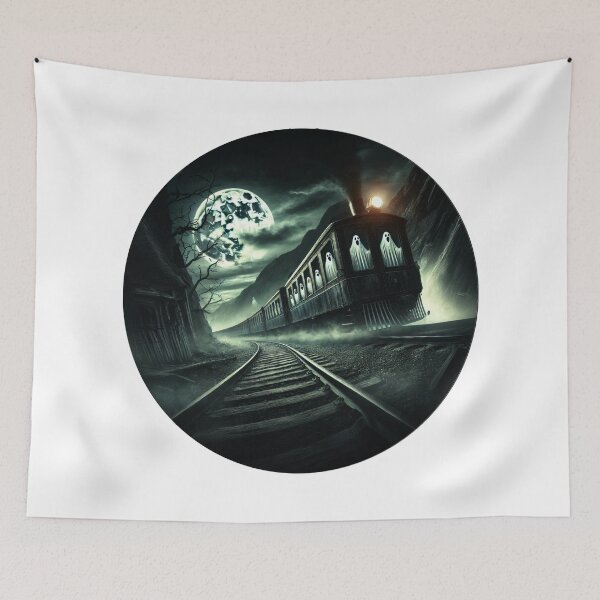 Item preview, Vintage Halloween Ghost Train - Retro travel poster in minimal style designed and sold by pod24.