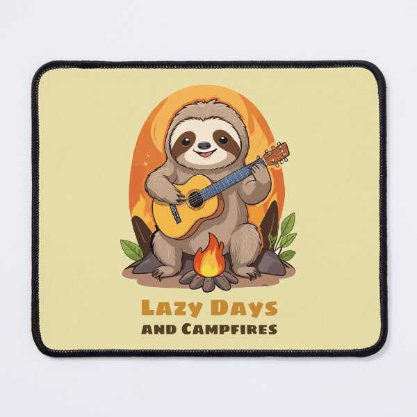Item preview, Sloth with a guitar and campfires - Lazy Days and Campfires designed and sold by MaateoDesign.