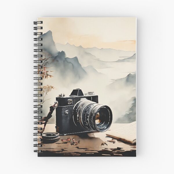Item preview, vintage camera resting on an ancient chinese scroll washed mountains designed and sold by editattire.