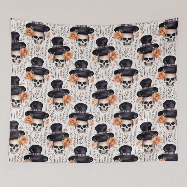 Item preview, spooky skulls in witches' hats, halloween pattern designed and sold by in-leggings.